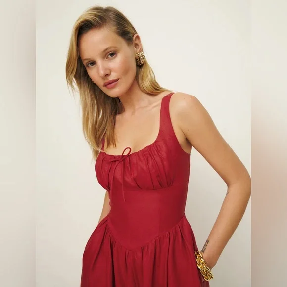 Reformation Red Midi Dress - Picture 2 of 15